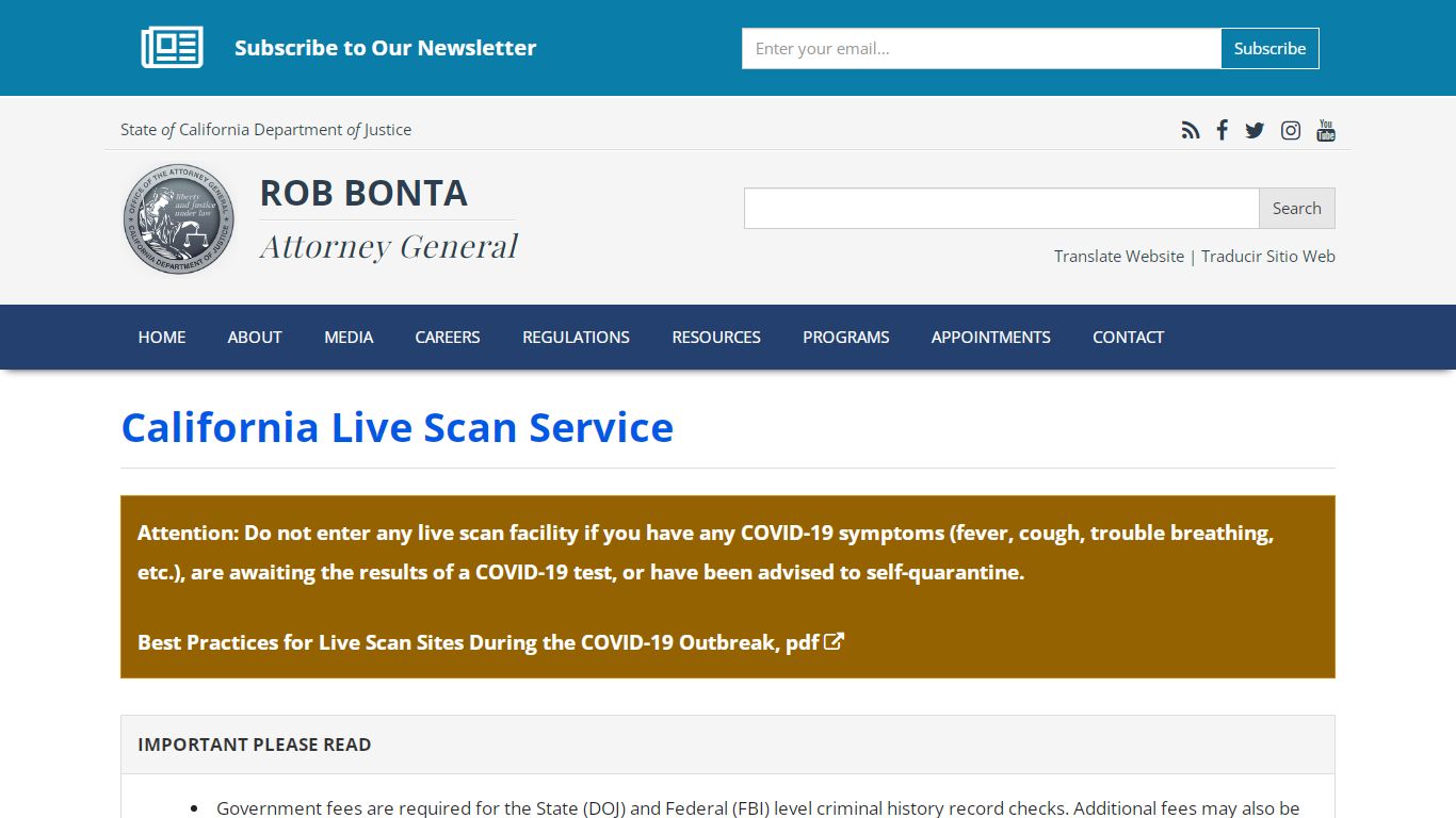 California Live Scan Service - Attorney General of California