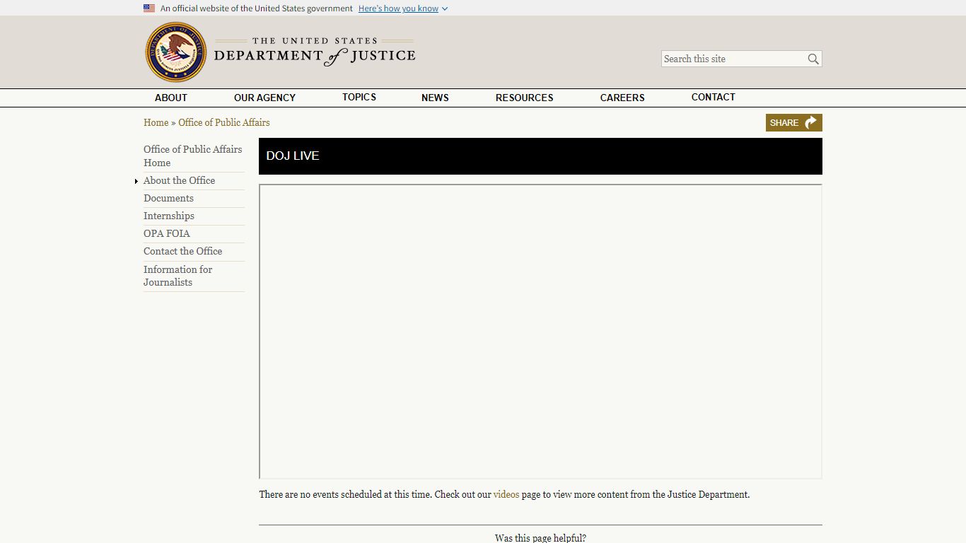 DOJ LIVE | OPA | Department of Justice